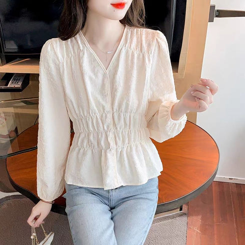 Cotton Embroidery Buttons Down Tops